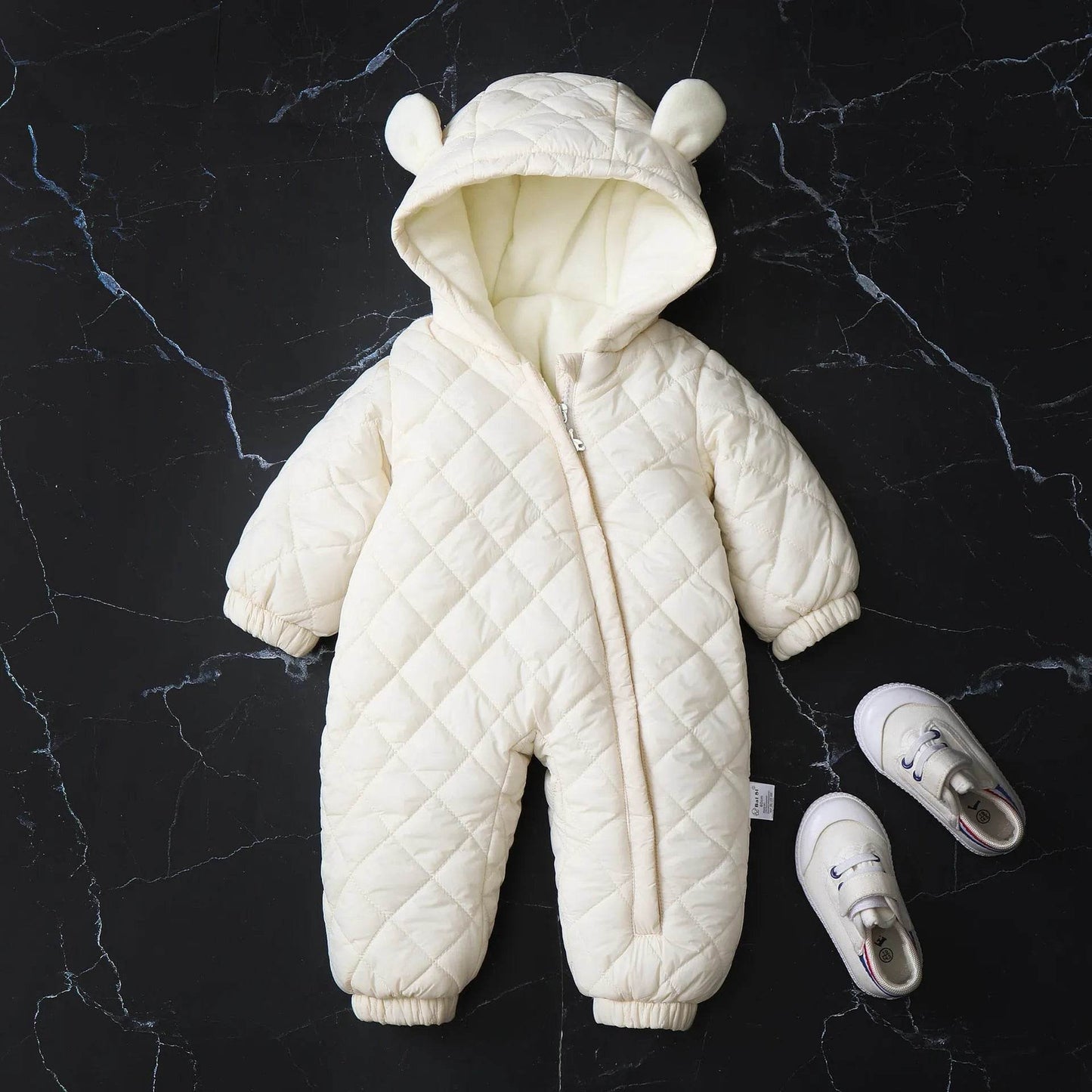 Hooded Fleece-lined Thick Baby Winter Romper Puffer Overall Jumpsuit - www.Shopthatapp.com