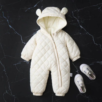 Hooded Fleece-lined Thick Baby Winter Romper Puffer Overall Jumpsuit - www.Shopthatapp.com