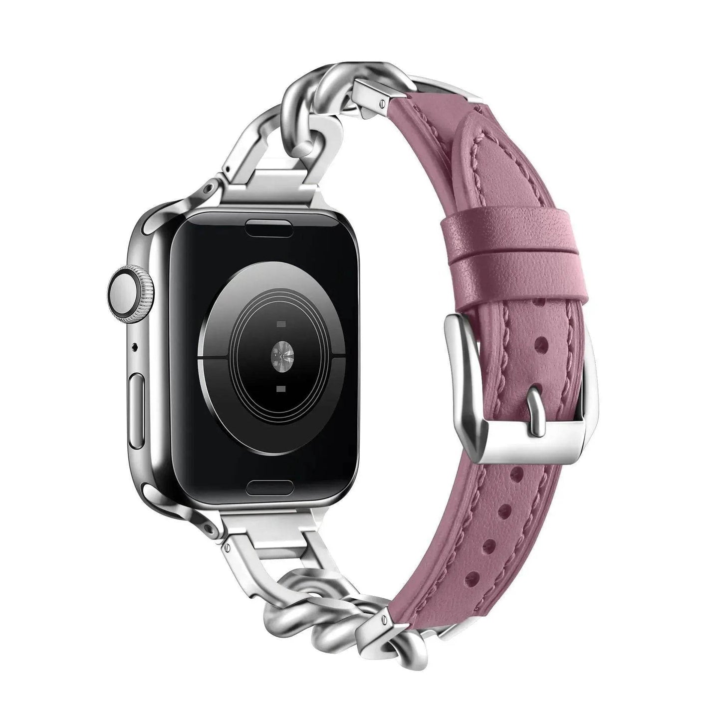 Women Leather and Stainless Steel Watch Strap for Apple  iwatch - www.Shopthatapp.com