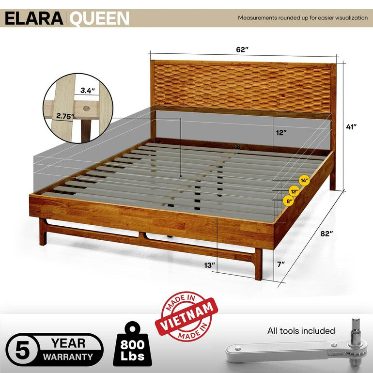 Elara Platform Bed Frame with Headboard - www.Shopthatapp.com
