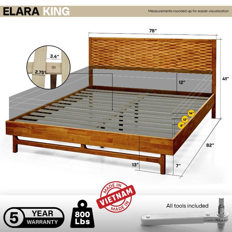 Elara Platform Bed Frame with Headboard - www.Shopthatapp.com