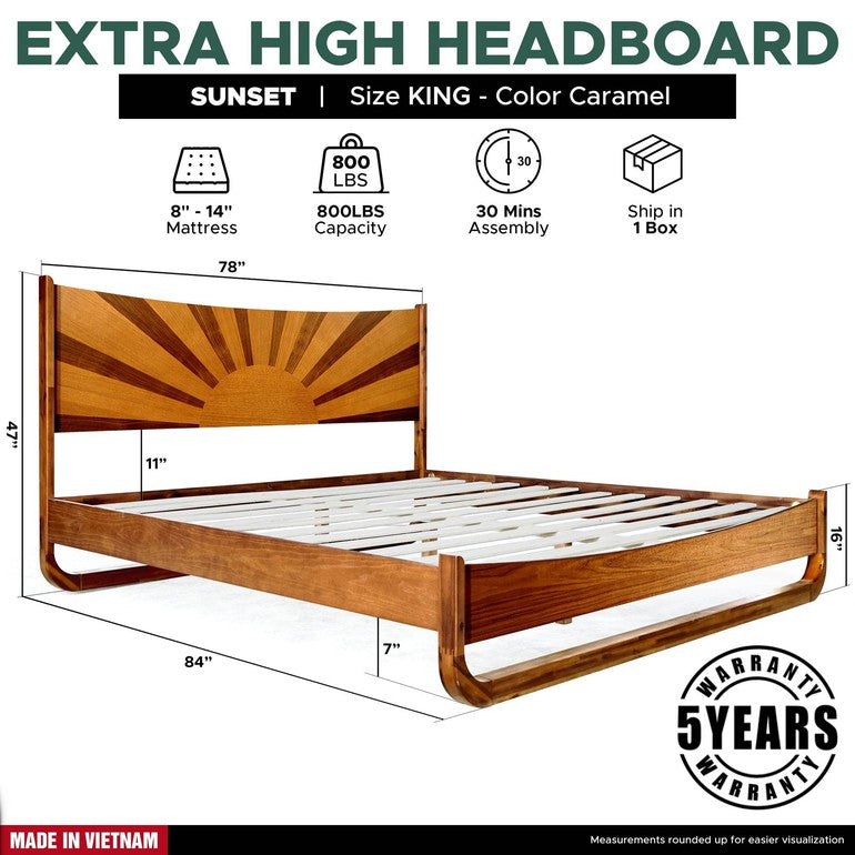 Sunset Platform Bed Frame With Headboard - www.Shopthatapp.com