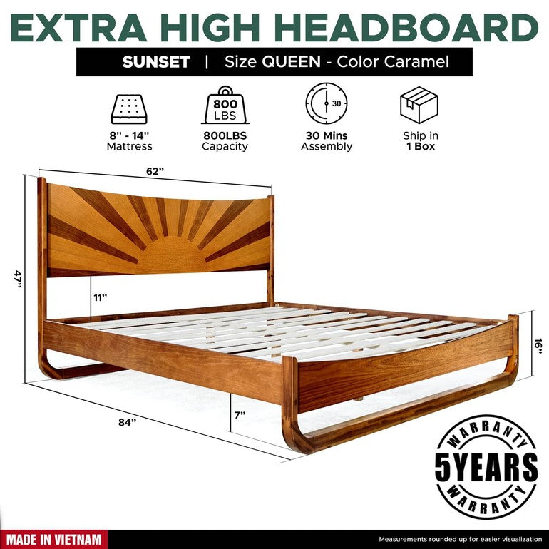 Sunset Platform Bed Frame With Headboard - www.Shopthatapp.com