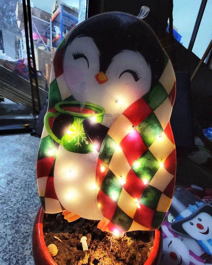 Christmas Scene Decoration With LED Lights Christmas Snowman Ornaments - www.Shopthatapp.com