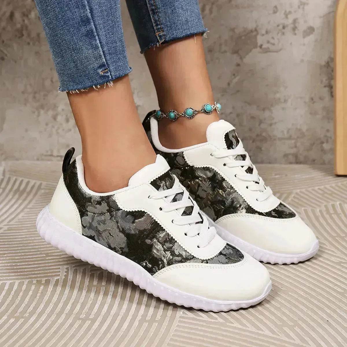 Versatile Lace-up Flat Shoes Casual Lightweight Thick-soled Running Sports Shoes Low-top Breathable Sneakers For Women - www.Shopthatapp.com