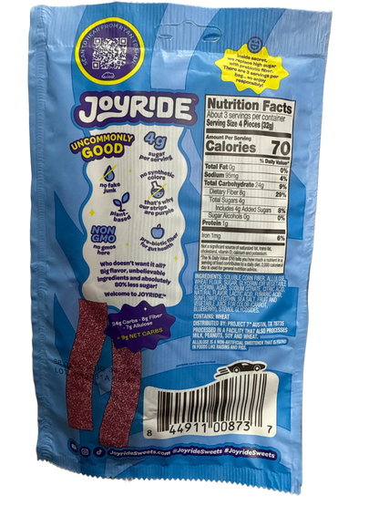 JOYRIDE UNCOMMON CANDY Sour Blue Raspberry Strips 3.5OZ - U.S Edition - www.Shopthatapp.com