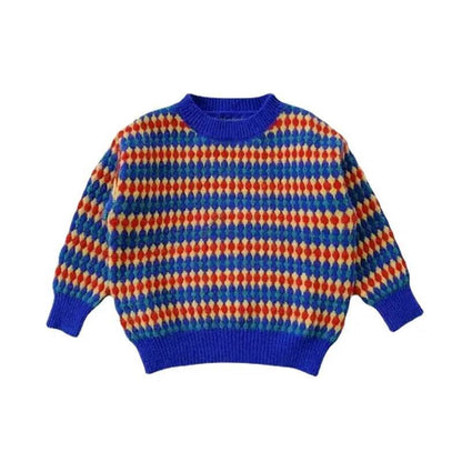 Children Rainbow Stripes Baby Round Neck Pullover Sweater Kids - www.Shopthatapp.com