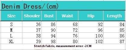 Stretch Mid Length Retro jeans Slim Single-breasted button down short sleeve Denim Dress - www.Shopthatapp.com