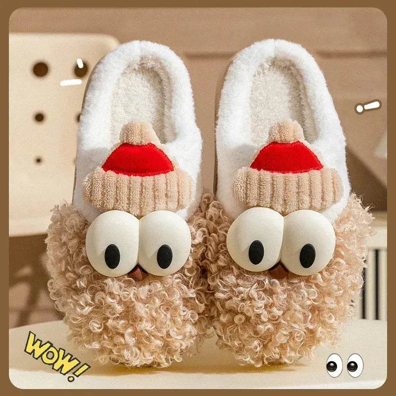 Cartoon Bearded Santa Claus Slippers Home Warm Non-slip Plush   Cotton Shoes Christmas Couple Floor Bedroom Slipper Women Men - www.Shopthatapp.com