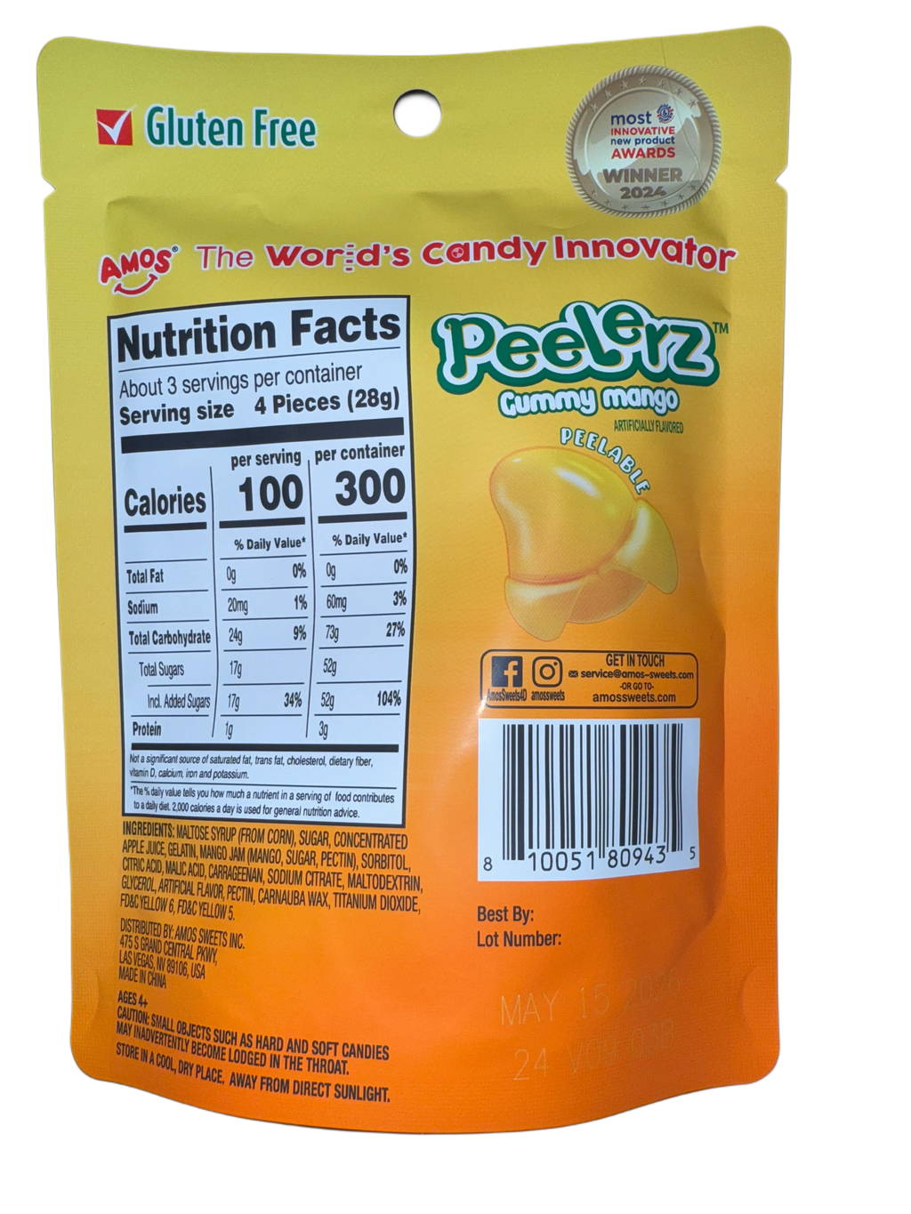 Amos Peelerz Gummy Mango 85G - U.S Edition - www.Shopthatapp.com