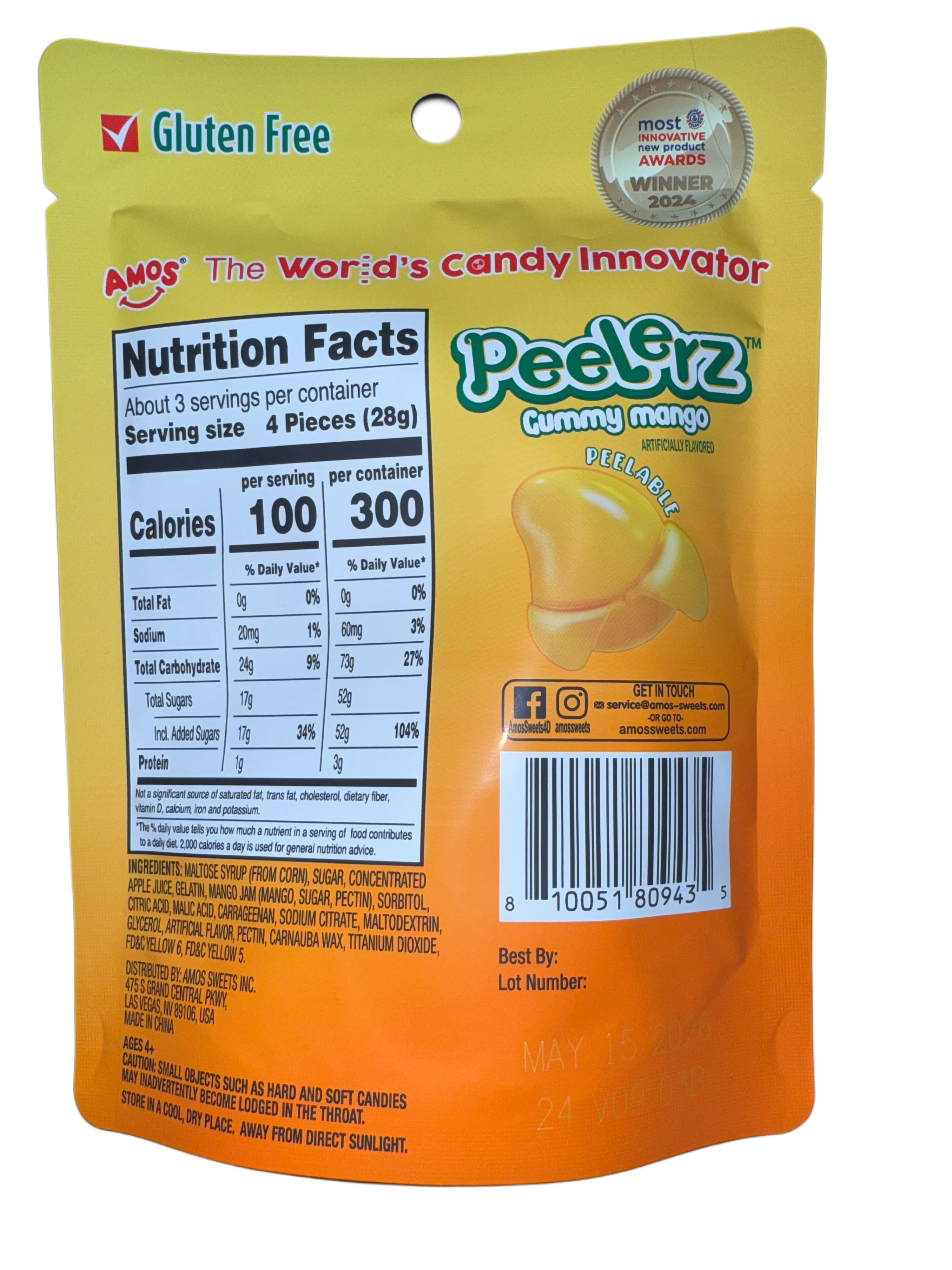 Amos Peelerz Gummy Mango 85G - U.S Edition - www.Shopthatapp.com