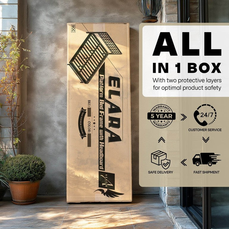 Elara Platform Bed Frame with Headboard - www.Shopthatapp.com