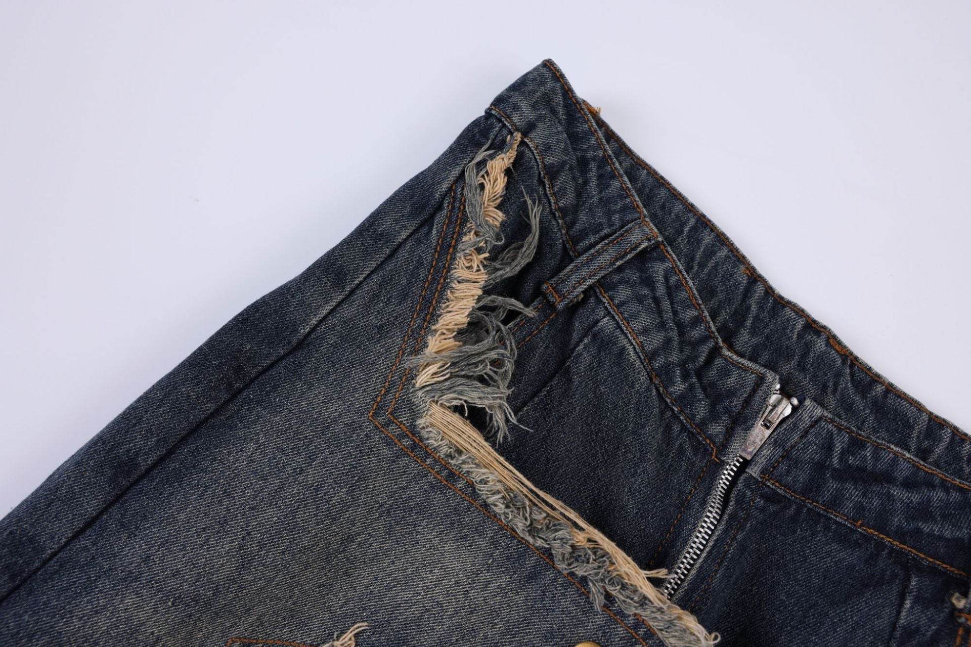 Distressed Denim Pant for women Oversized Streetstyle Patch Cargo Jeans Pant - www.Shopthatapp.com