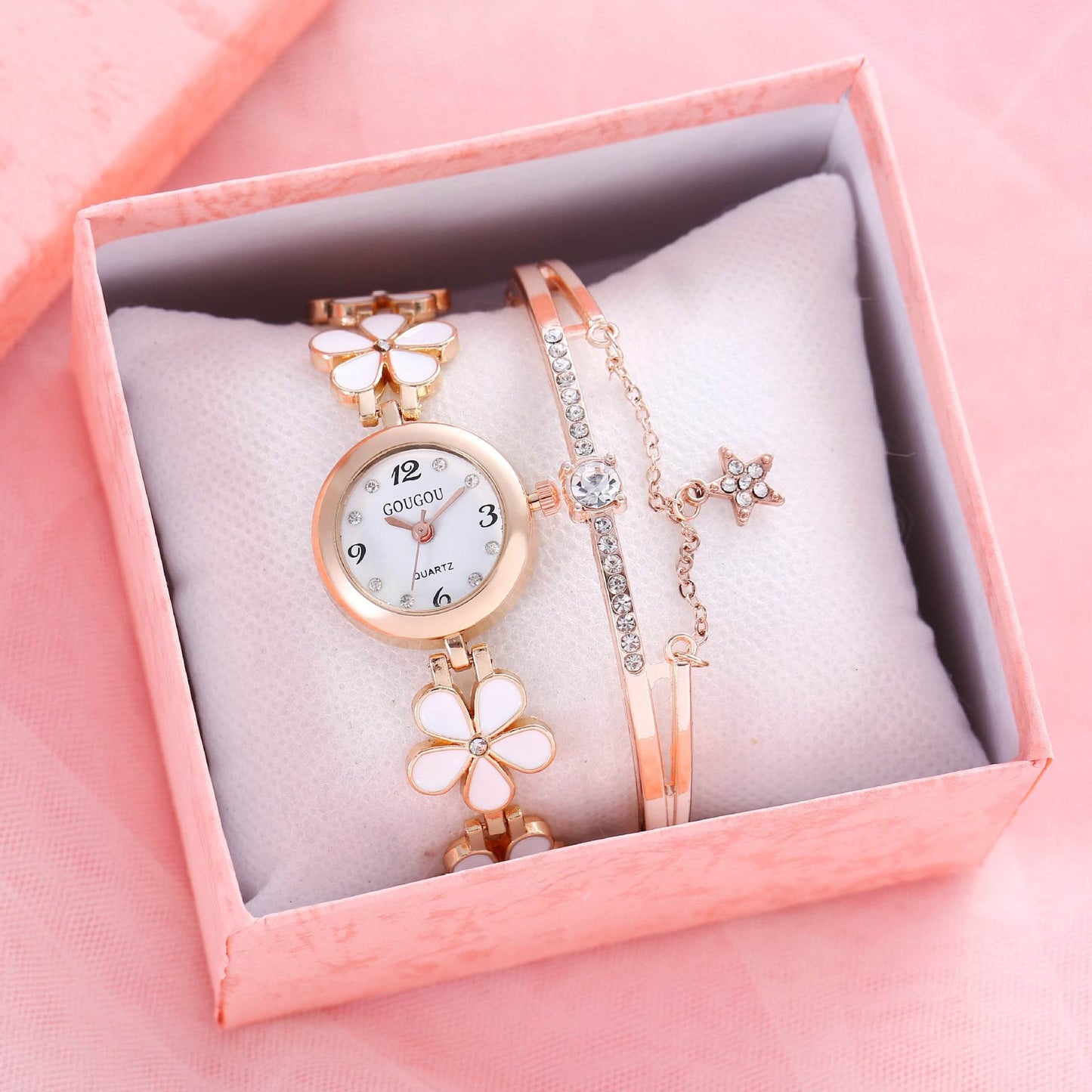 Women's Bracelet Watch Flower Disk Two-piece Bracelet Set - www.Shopthatapp.com
