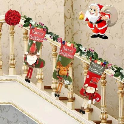 2024 New Year Xmas Big Stockings Set Decorations Christmas 3D Plush Big Sock Christmas Tree Pendant Decorating Supplies - www.Shopthatapp.com