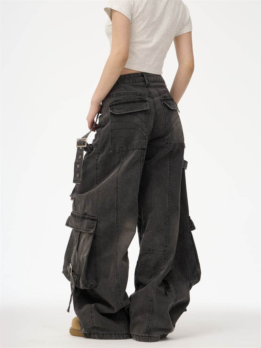 Distressed Washed Oversized Baggy Cargo Jeans Pant - www.Shopthatapp.com