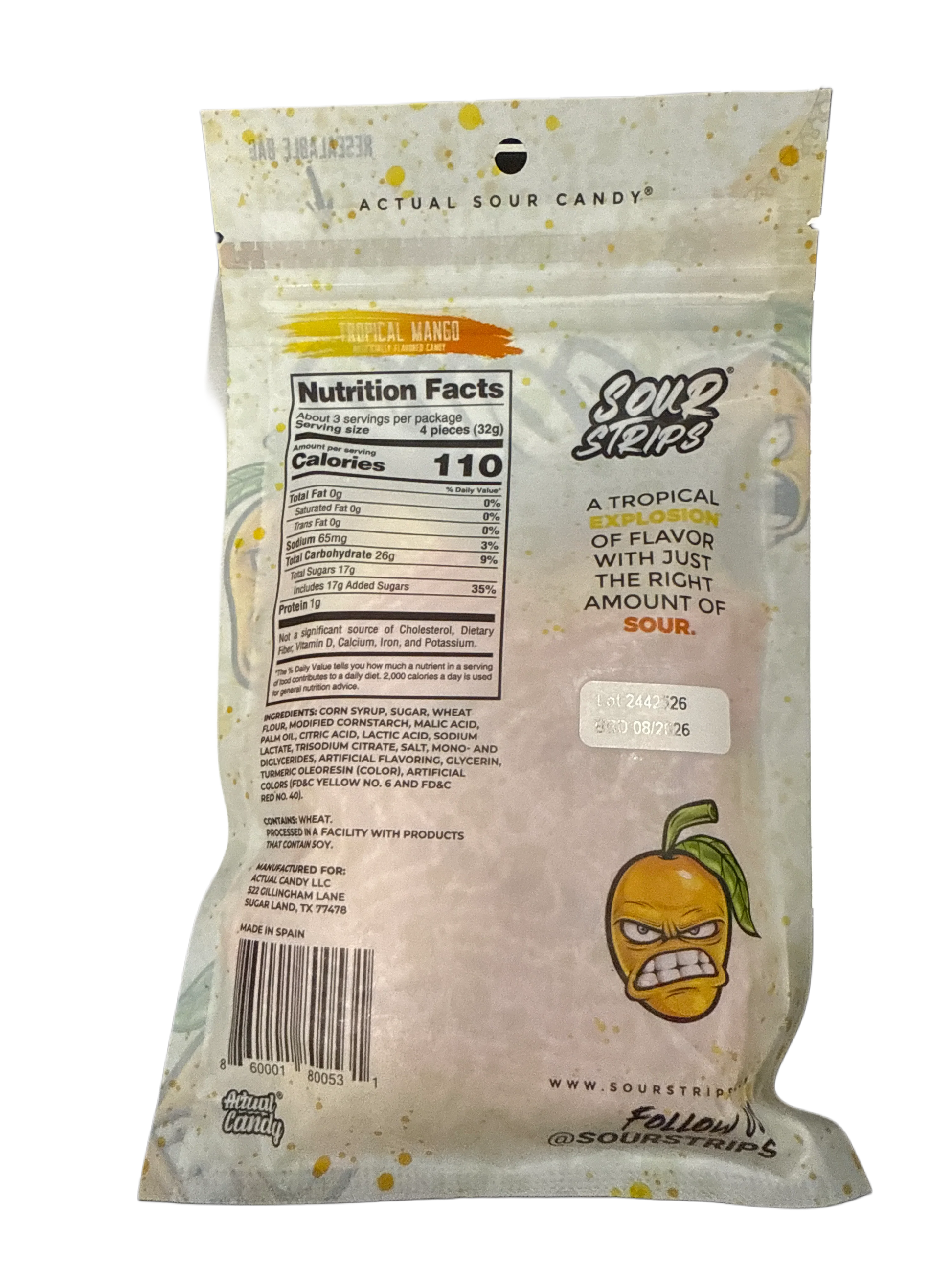 Sour Strips Tropical Mango 96G - U.S Edition - www.Shopthatapp.com