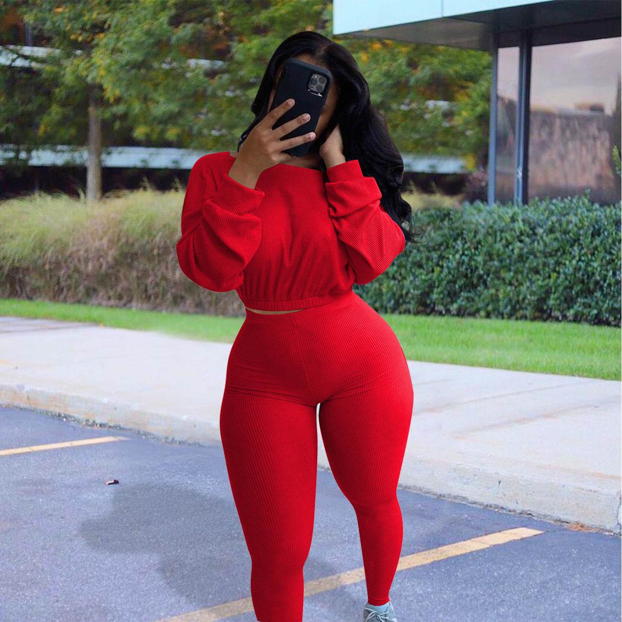 Ladies Autumn 2pcs Athleisure wear Outfit set - www.Shopthatapp.com