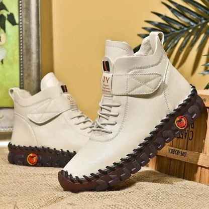 Women Snow Boots Winter Warm Lace Up Plush Ankle Boots With Sewing Thread Design New Waterproof Non-slip Platform Cozy Shoes - www.Shopthatapp.com