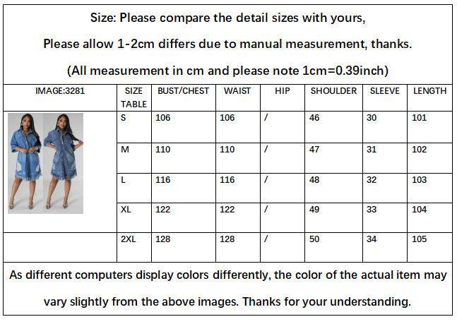 Women's Fashion 3/4 sleeve Mid Length loose Denim Jeans Dress - www.Shopthatapp.com