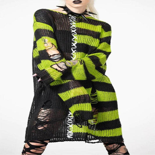Halloween Ripped Long Sweater Women's Fashion Loose Sweater - www.Shopthatapp.com