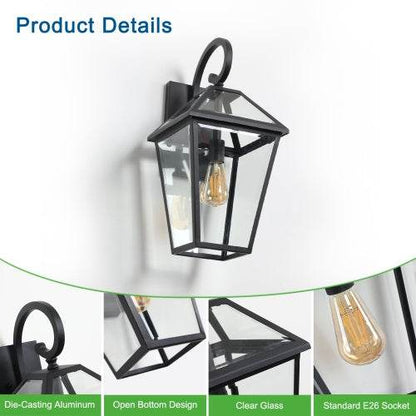 Modern Outdoor Waterproof Wall Lights fixture Support Many Types Of Bulb-2 Packs - www.Shopthatapp.com