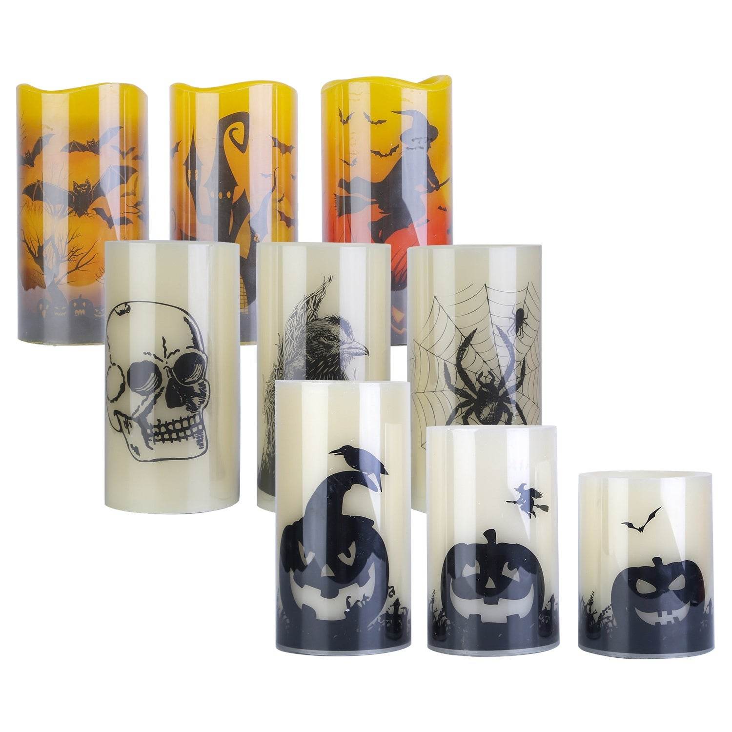 3 Pack Halloween Flameless Candle Lamp With Timer Setting Battery Operated Warm Orange Light Candles For Halloween Party Decoration - www.Shopthatapp.com