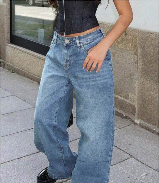 Street Style Loose Distressed Retro Washed Wide Leg Jeans - www.Shopthatapp.com