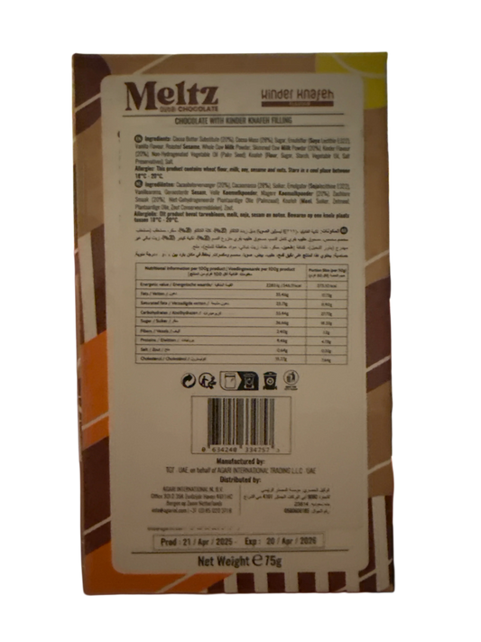 Meltz Dubai Chocolate Kinder Knafeh Flavour 75G - Dubai Edition - www.Shopthatapp.com