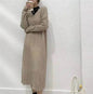 Autumn Winter Knitted V-neck Long Sweater Dress - www.Shopthatapp.com