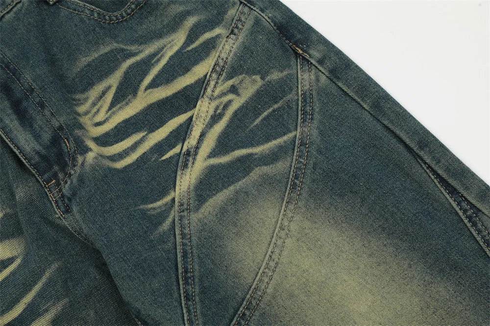 Washing Indentation Denim Bootcut Jeans Pants Men - www.Shopthatapp.com