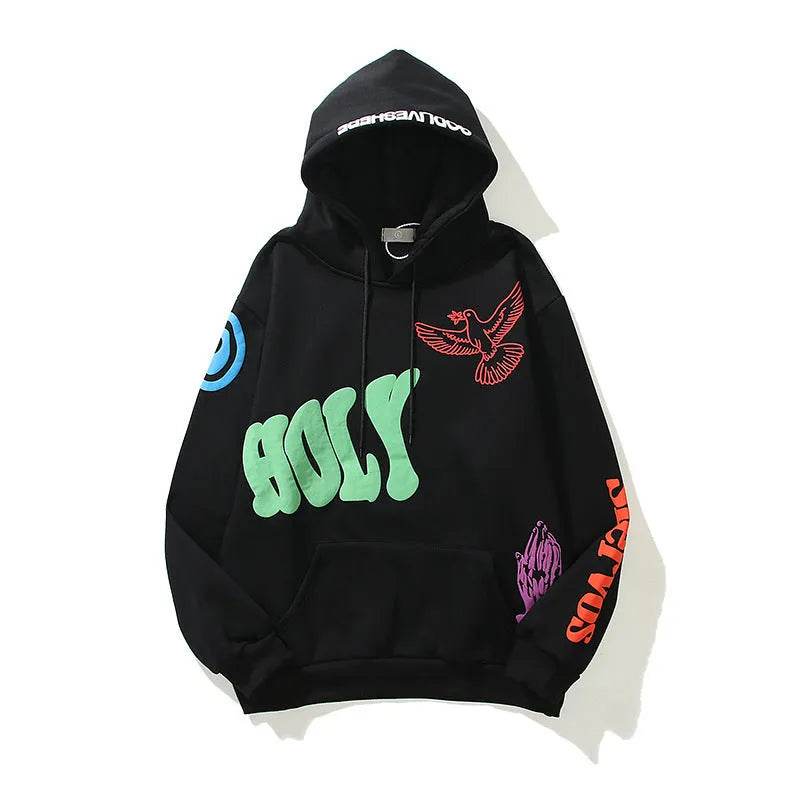 Women High Street Three-dimensional Foam Graffiti Printed Hoodie In Autumn And Winter - www.Shopthatapp.com