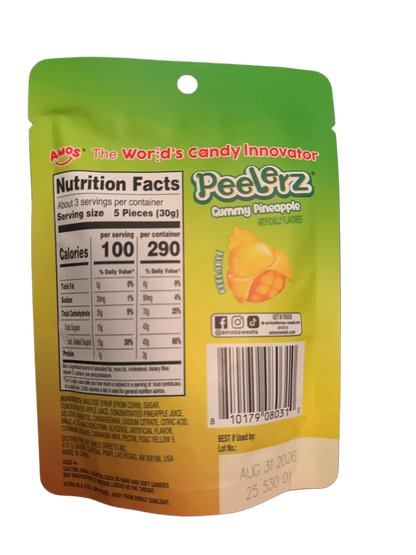Amos Peelerz Gummy Pineapple 85G - U.S Edition - www.Shopthatapp.com