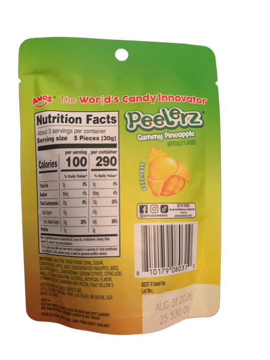 Amos Peelerz Gummy Pineapple 85G - U.S Edition - www.Shopthatapp.com