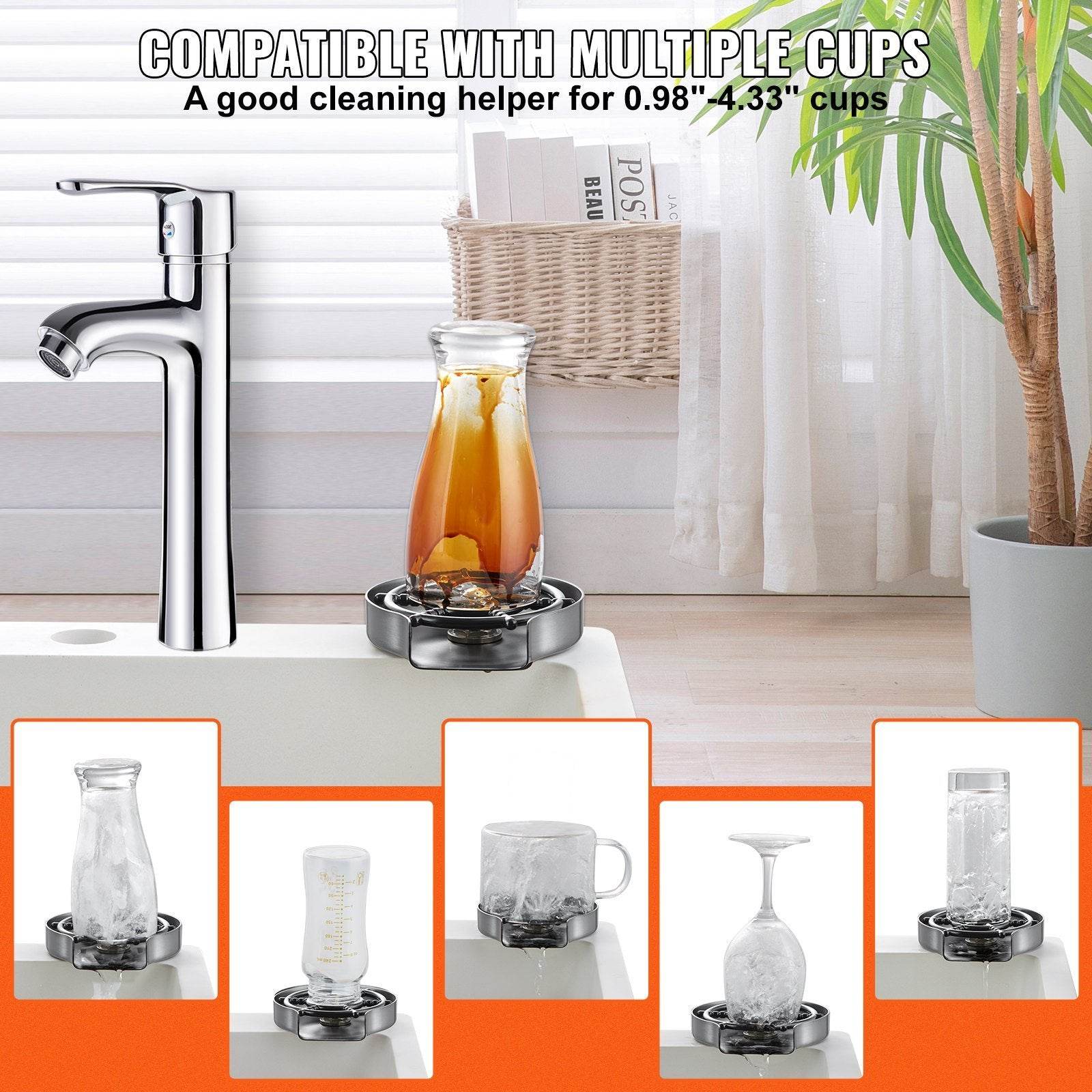 Glass Rinser, 10 Powerful Spraying Jets 360  Rotating Cup Rinser For Sink, 304 Stainless Steel Faucet Cup Washer With ABS Cup Holder For Baby Bottle, Glass Cup, Wine Glass - www.Shopthatapp.com