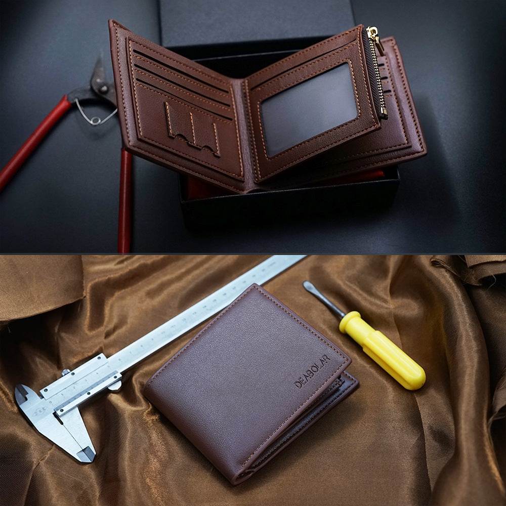 Custom Men's leather Wallet Zipper Valentine's Day gift  Personalized Men's Wallet - www.Shopthatapp.com