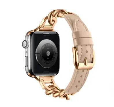 Women Leather and Stainless Steel Watch Strap for Apple  iwatch - www.Shopthatapp.com