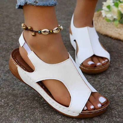 New Summer Wedges Sandals With Elastic Band Design Casual Fish Mouth Shoes For Women - www.Shopthatapp.com