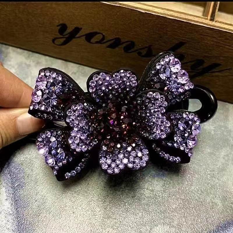 Elegant Rhinestone Barrette Flower Hair Clip - www.Shopthatapp.com