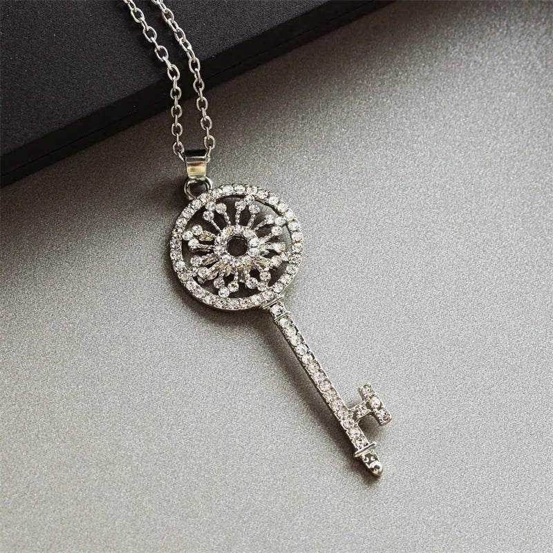 Diamond Garland Key Necklace For Women Reel Chain - www.Shopthatapp.com