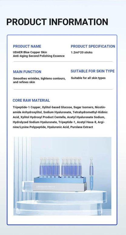 UDAER Blue Copper Peptide Serum Essence  Rejuvenating Moisturizing Anti-wrinkle, Soothing And Repairing - www.Shopthatapp.com