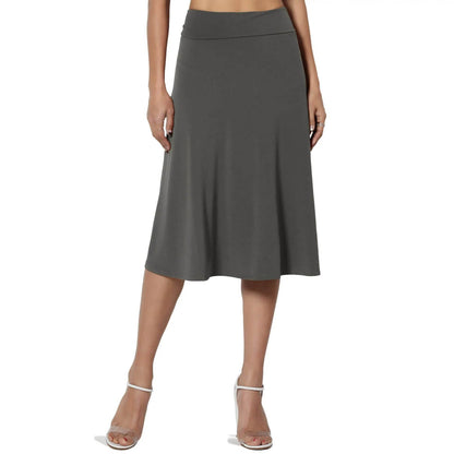 Women's casual High Waist flared Midi Skirt - www.Shopthatapp.com