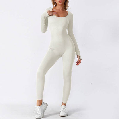 Seamless Long Sleeve Yoga Jumpsuit Bodycon Women Activewear Athleisure Romper - www.Shopthatapp.com