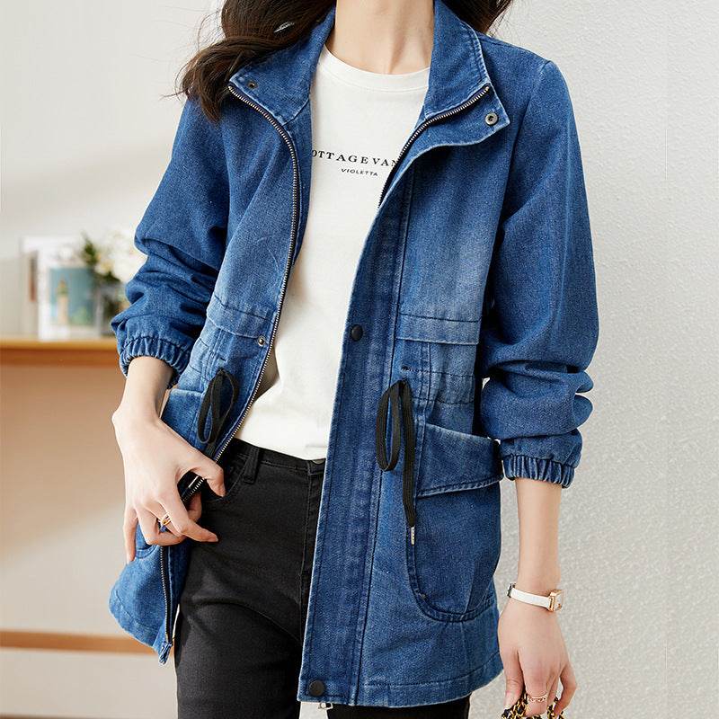 Fashion formal fitted  Zip up Denim Jacket Women - www.Shopthatapp.com