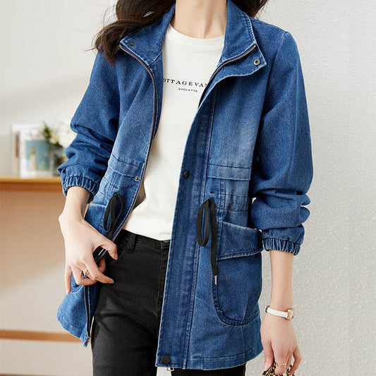 Fashion formal fitted  Zip up Denim Jacket Women - www.Shopthatapp.com