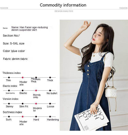 Spring And Autumn New Korean Style Casual All-matching Jeans Suspender Dress - www.Shopthatapp.com