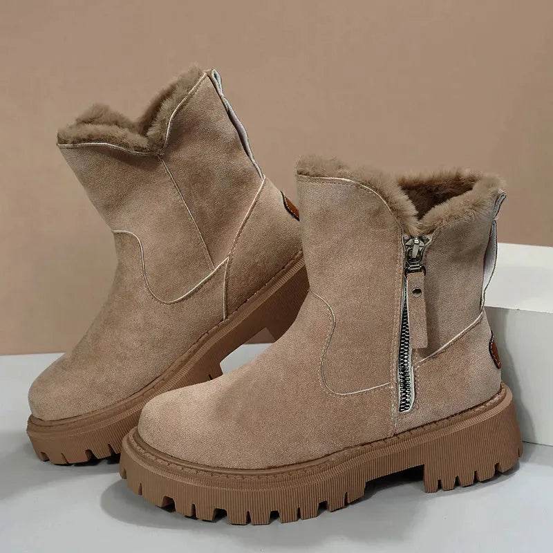 Thick Plush Snow Boots Women Faux Suede Non-slip Winter Shoes - www.Shopthatapp.com