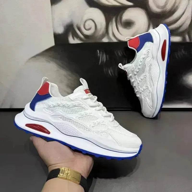 White Laceup Sneakers Fashion Breathable Mesh Flat Shoes Lightweight Versatile Casual Running Walking Shoes - www.Shopthatapp.com