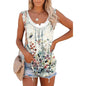 Casual Spring And Summer Tops Printed Sleeveless Pleating Vest T-shirt For Women - www.Shopthatapp.com