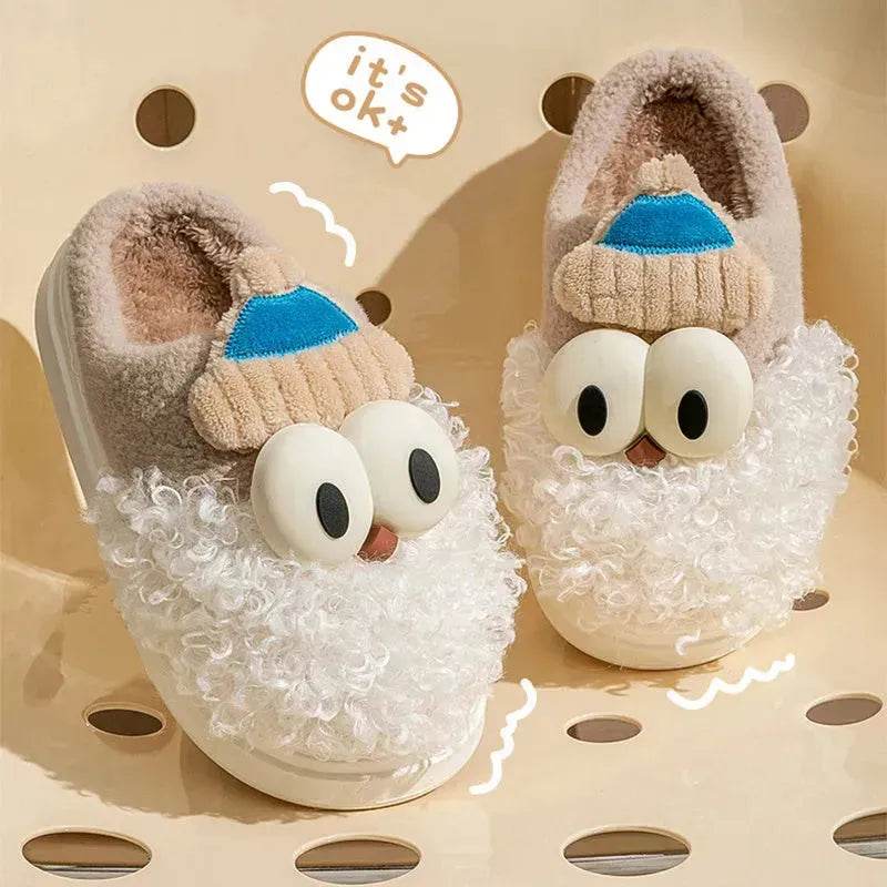 Cartoon Bearded Santa Claus Slippers Home Warm Non-slip Plush   Cotton Shoes Christmas Couple Floor Bedroom Slipper Women Men - www.Shopthatapp.com